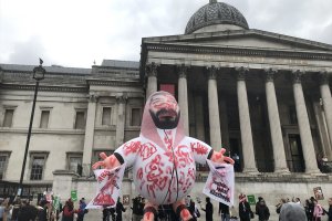 Londra'da Muhammed’i Selman'ı  protesto edildi 