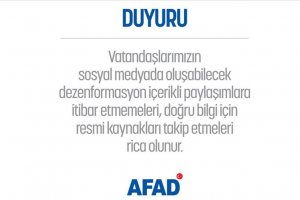 AFAD'dan depremle ilgili dezenformasyon uyarısı