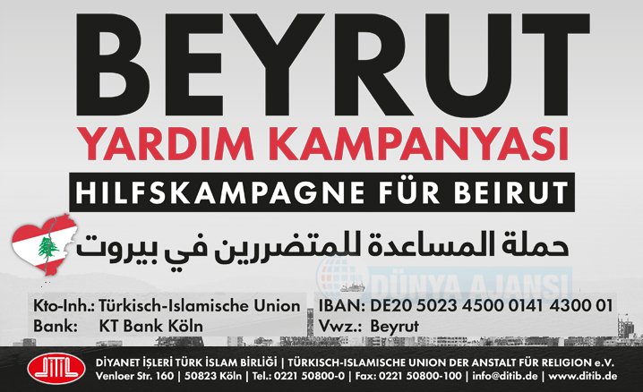 DİTİB'den Beyrut için yardım kampanyası 