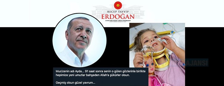 Cumhurbaşkanı Erdoğan: Mucizenin adı Ayda... Geçmiş olsun güzel yavrum