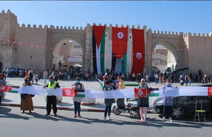 Tunus'ta Filistin'e destek için insan zinciri oluşturuldu