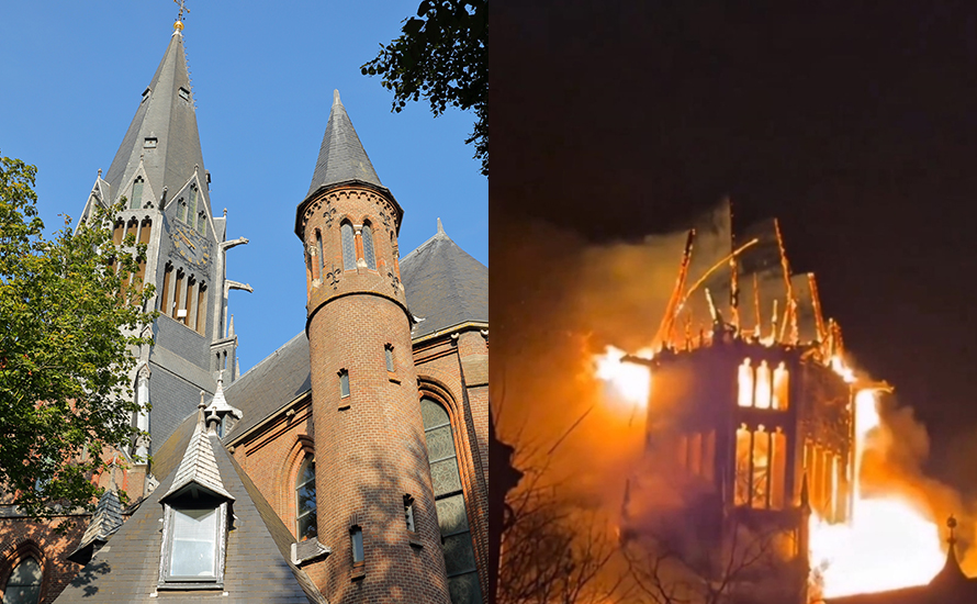 Yılbaşı gecesi Amsterdam’da kültürel miras alarmı: Tarihi Vondelkerk Kilisesi alevlere teslim oldu